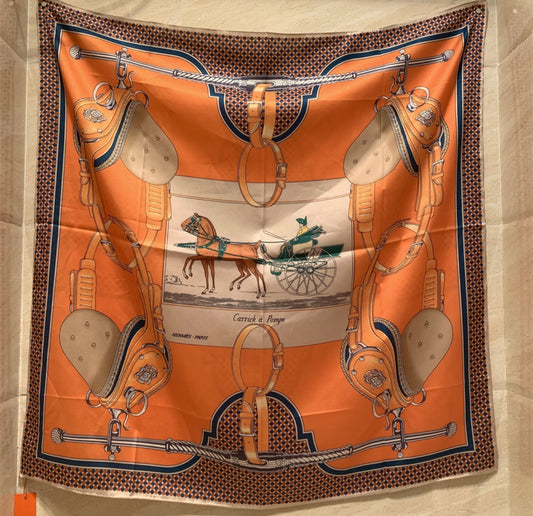 Orange Horse Silk Scarf