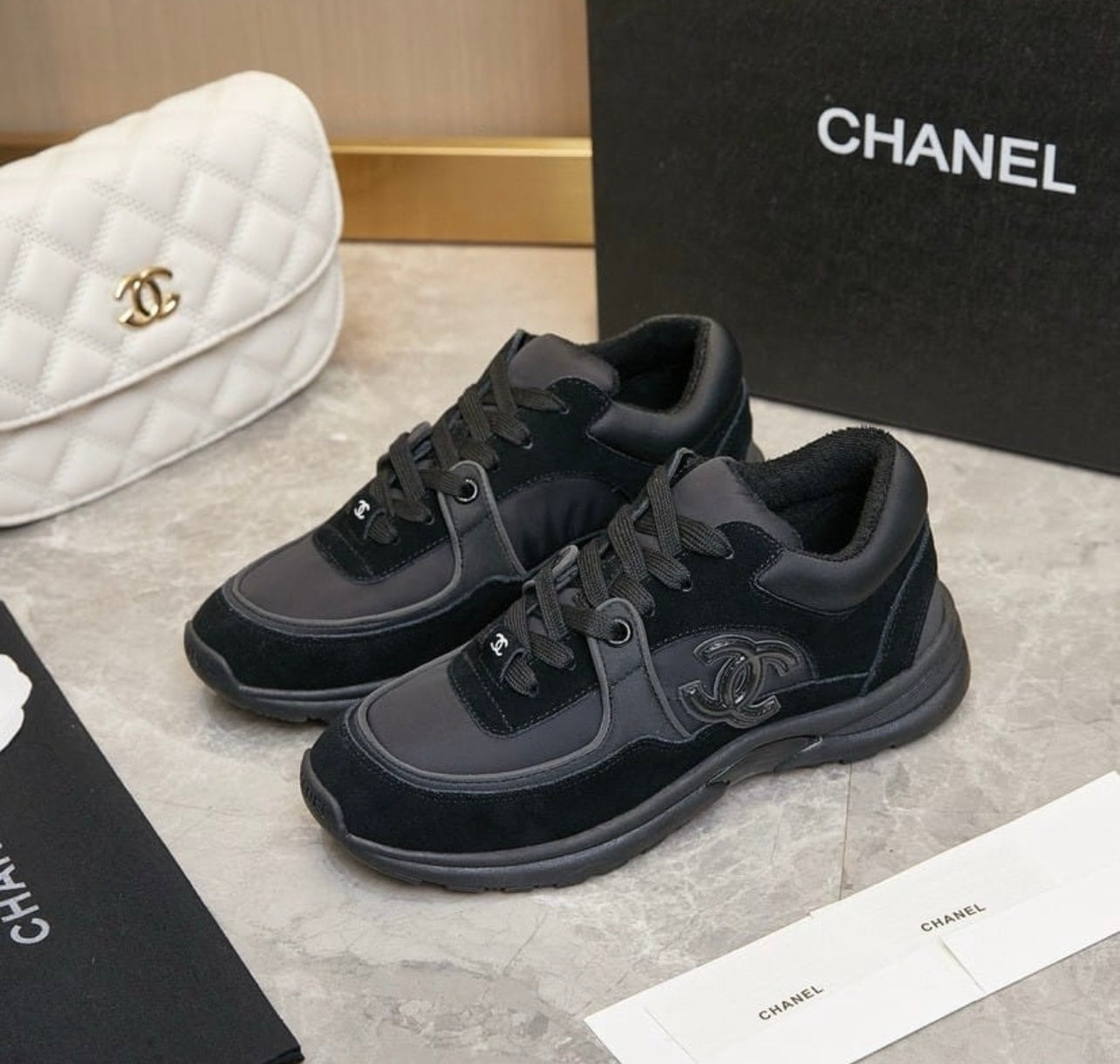 HQ Black C Logo Sneakers