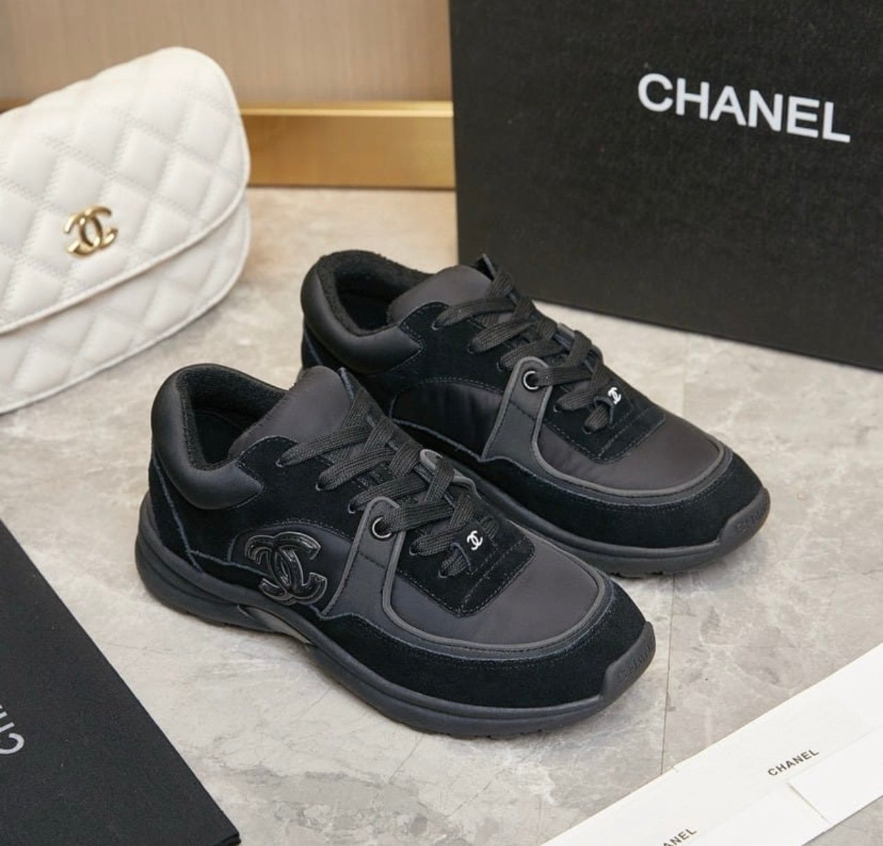 HQ Black C Logo Sneakers