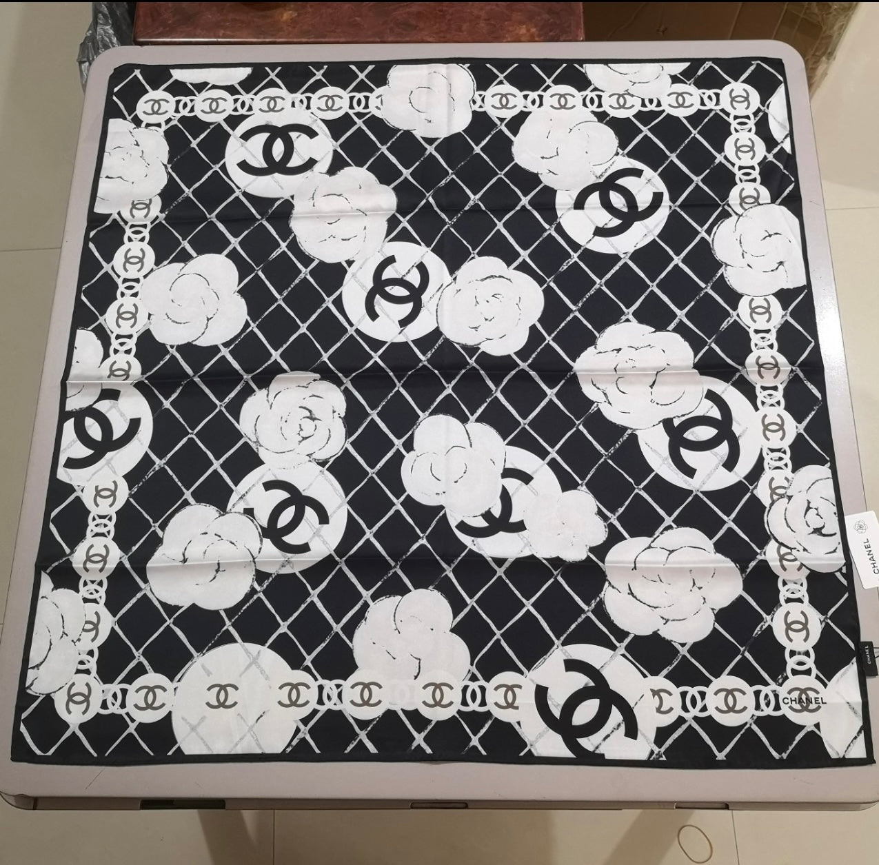 Black & White Logo Silk Scarf