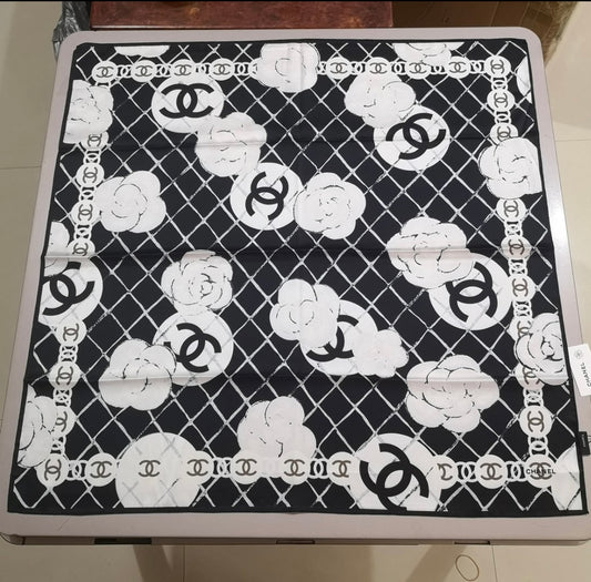 Black & White Logo Silk Scarf